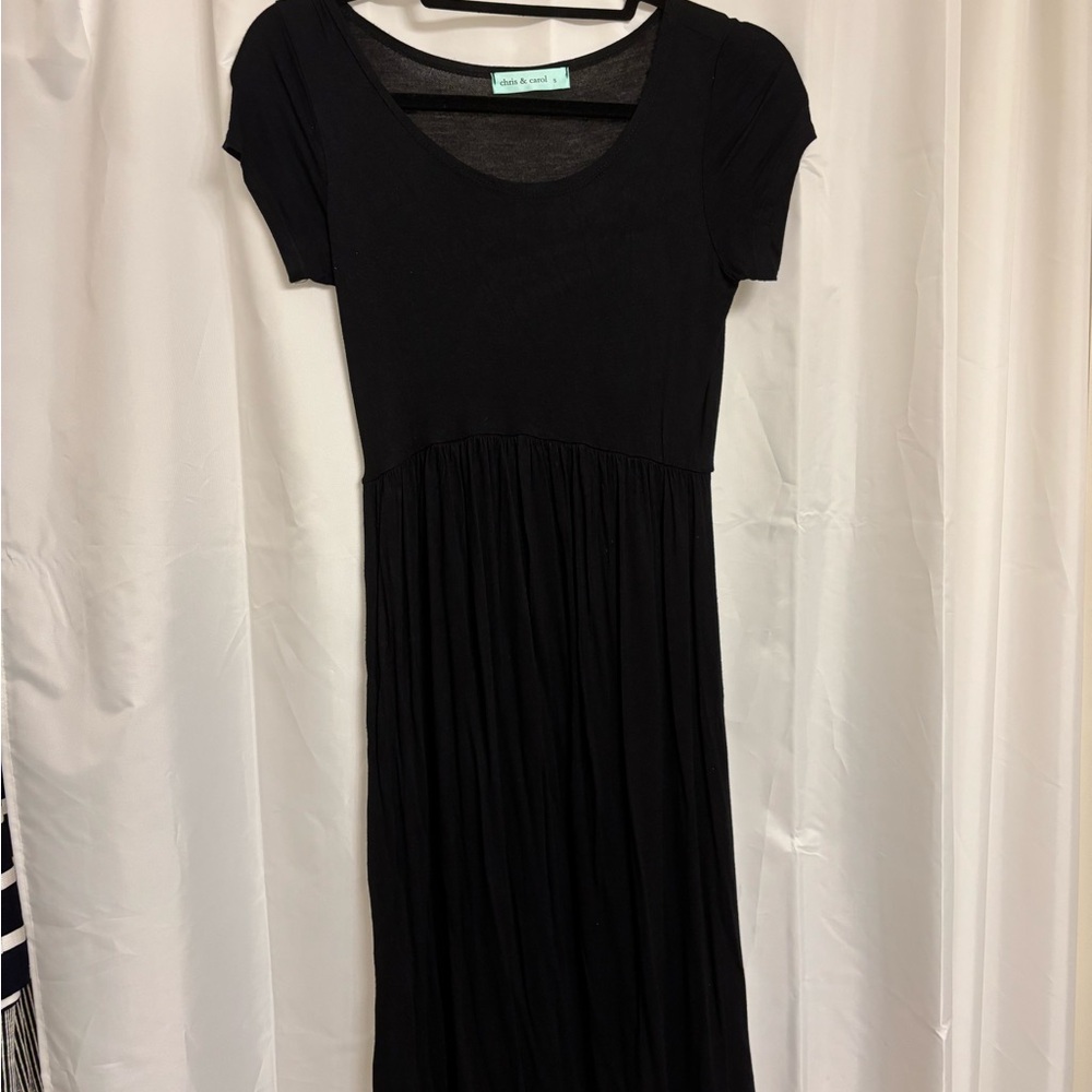 Chris & Carol Classic Black Midi Dress